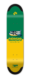Signature deck for  4Msb Pro skater Sérgio André, skateboard deck 4Msb Fisher with TIPtech, yellow and green with boat.
