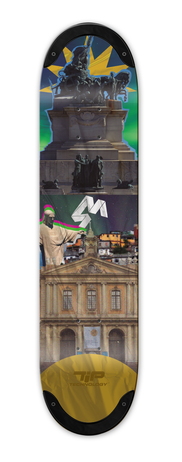 4Msb Skateboard Deck Collage Cristo Redentor with TIPtech for longer durability and better pop.