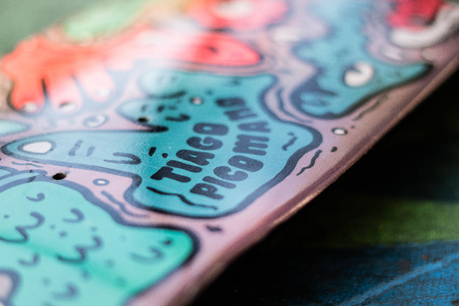 4Msb skateboard deck Doodle multicolour signature deck Pro rider Tiago Picomano.