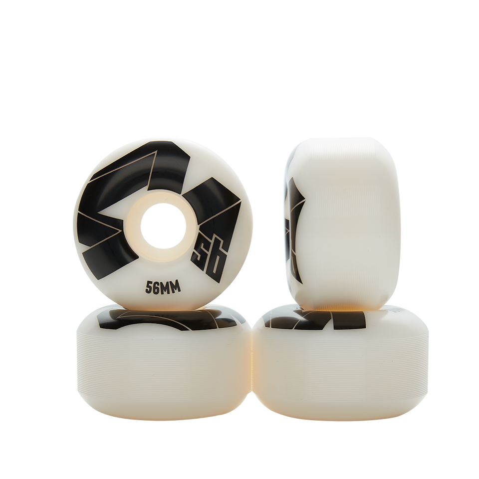 4Msb Skateboard wheels 56m, 100A  in black and white. Comes in 4 pack.
