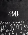 Close-up front and brim kilian zehnder skateboard cap graffiti with a white 4M-tag on the front and 4Msb-words on the brim.