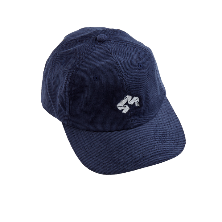 4Msb cap corduroy in the blue color navy with the 4msb logo Quatro  embroidered in white on the front.