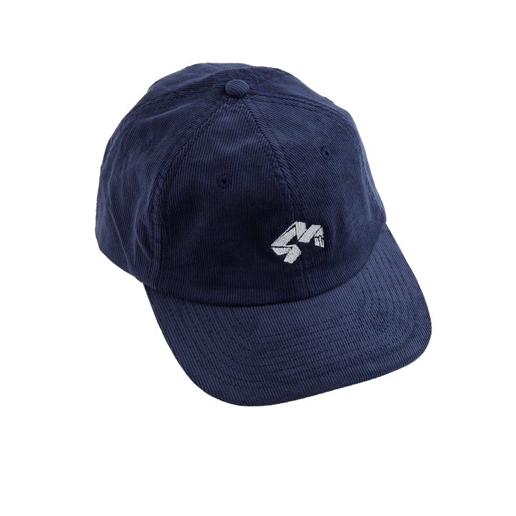 4Msb cap corduroy in the blue color navy with the 4msb logo Quatro  embroidered in white on the front.