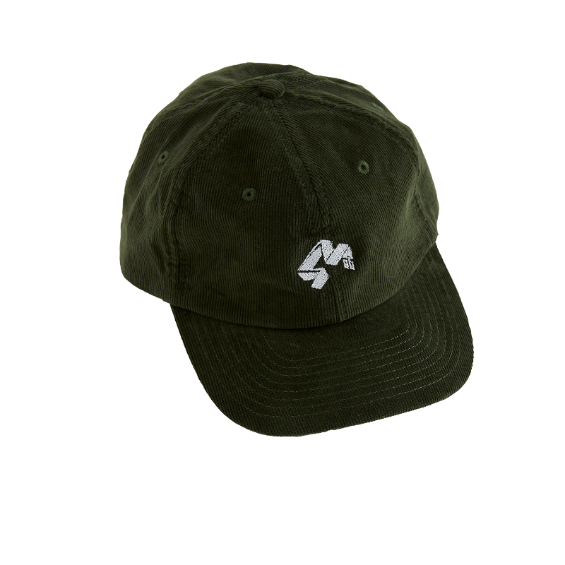 4Msb cap corduroy Quatro in the color olive green with the 4Msb logo Quatro  embroidered in white on the front.