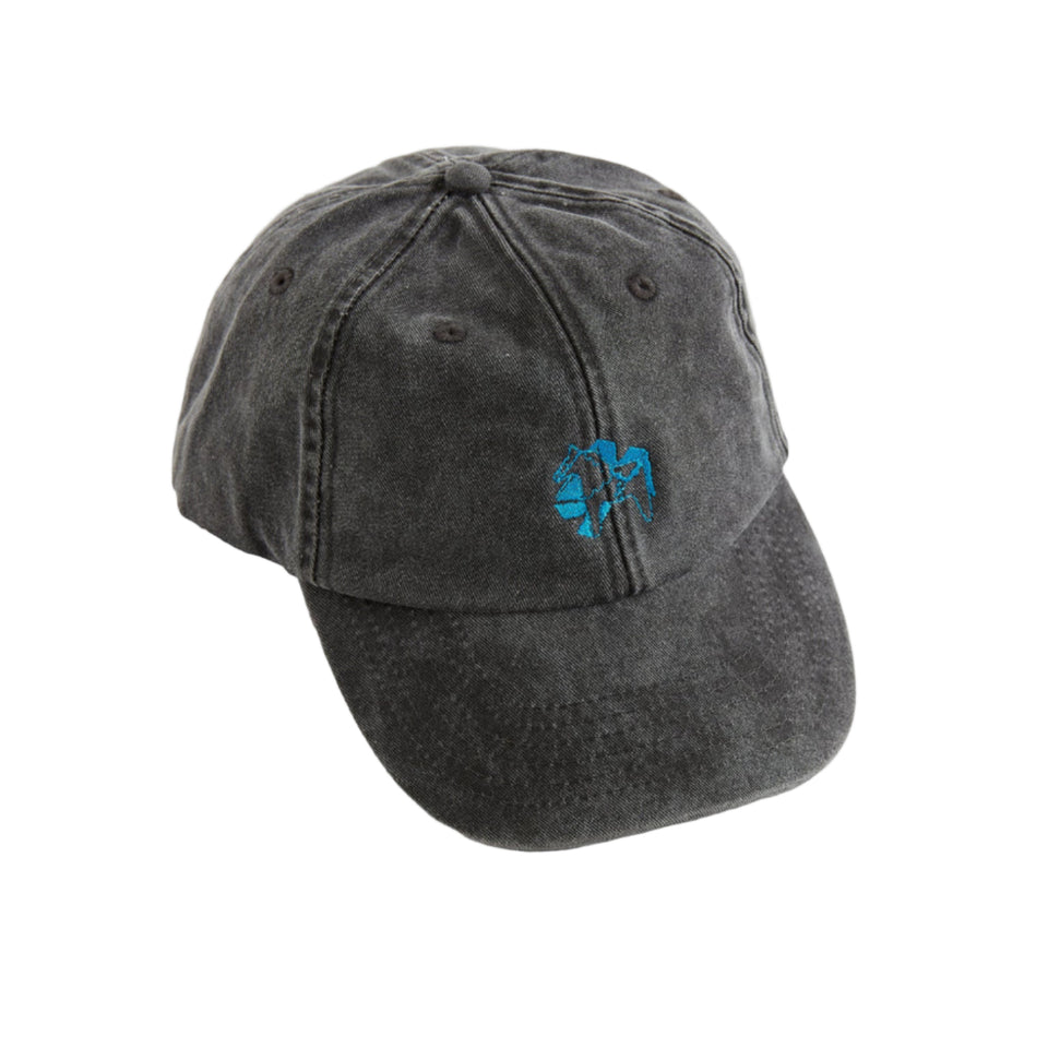 4Msb dad cap dala horse vintage black, a small blue dala horse embroidered on the front.