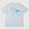 4Msb light blue t-shirt with a blue dala horse on the back