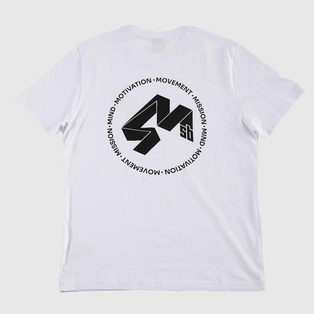 4Msb t-shirt Quatro white back - mind, motivation, movement, mission.