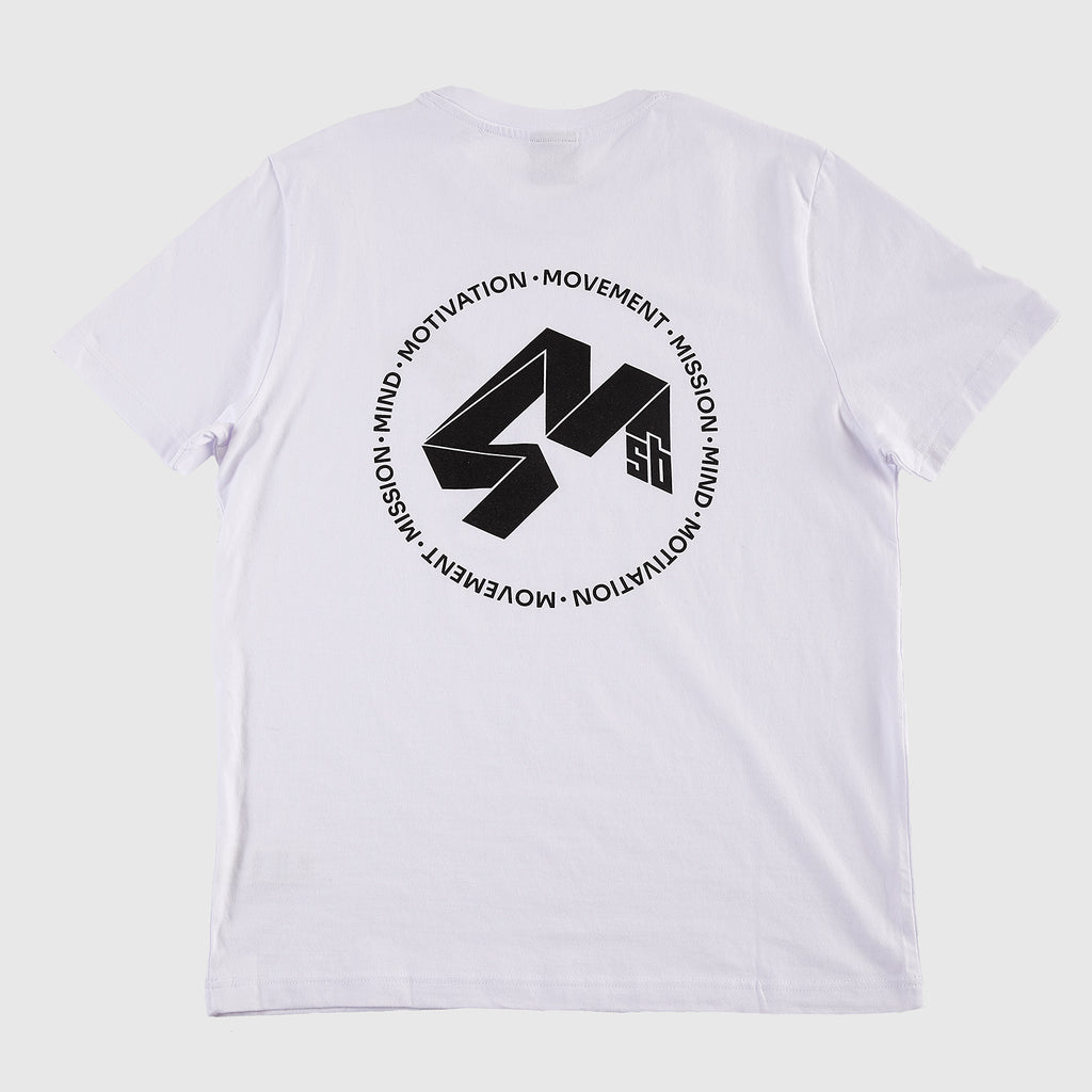 4Msb t-shirt Quatro white back - mind, motivation, movement, mission.