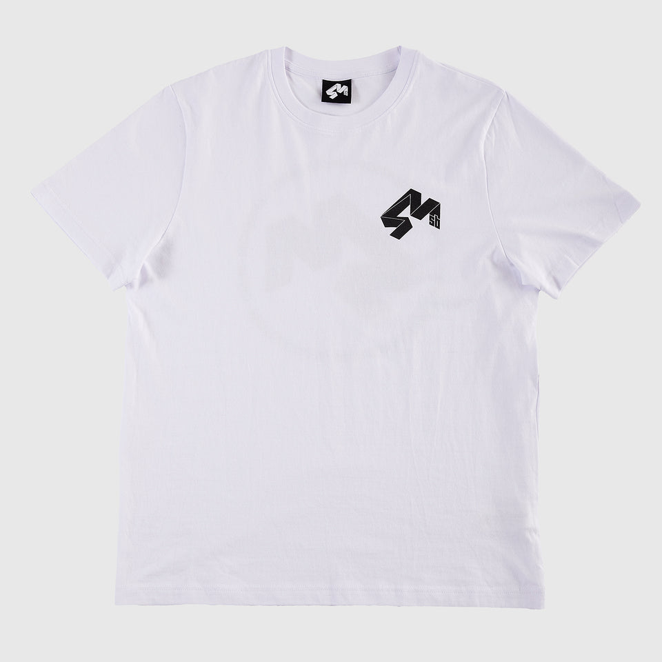 4Msb T-shirt Quatro in white with the quatro logo in black on the left side of the chest.