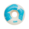 4Msb Skateboard wheels Quatro 55m, 100A  in blue and white. Comes in a pack of 4 wheels.