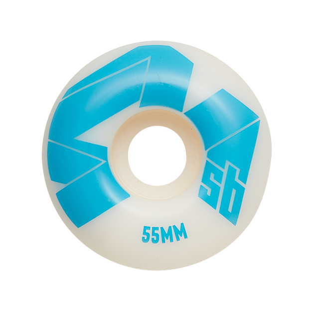 4Msb Skateboard wheels Quatro 55m, 100A  in blue and white. Comes in a pack of 4 wheels.