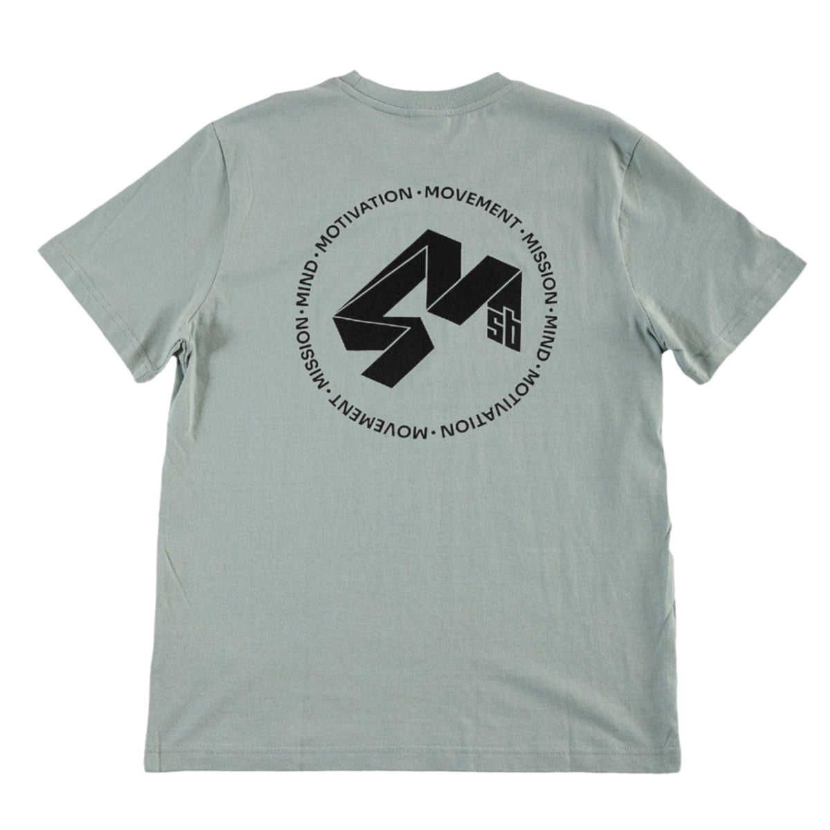 4Msb light green t-shirt with black Quatro logo and text on the back.