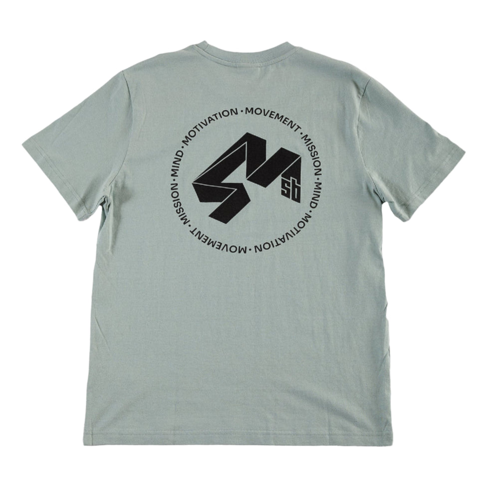 4Msb light green t-shirt with black Quatro logo and text on the back.