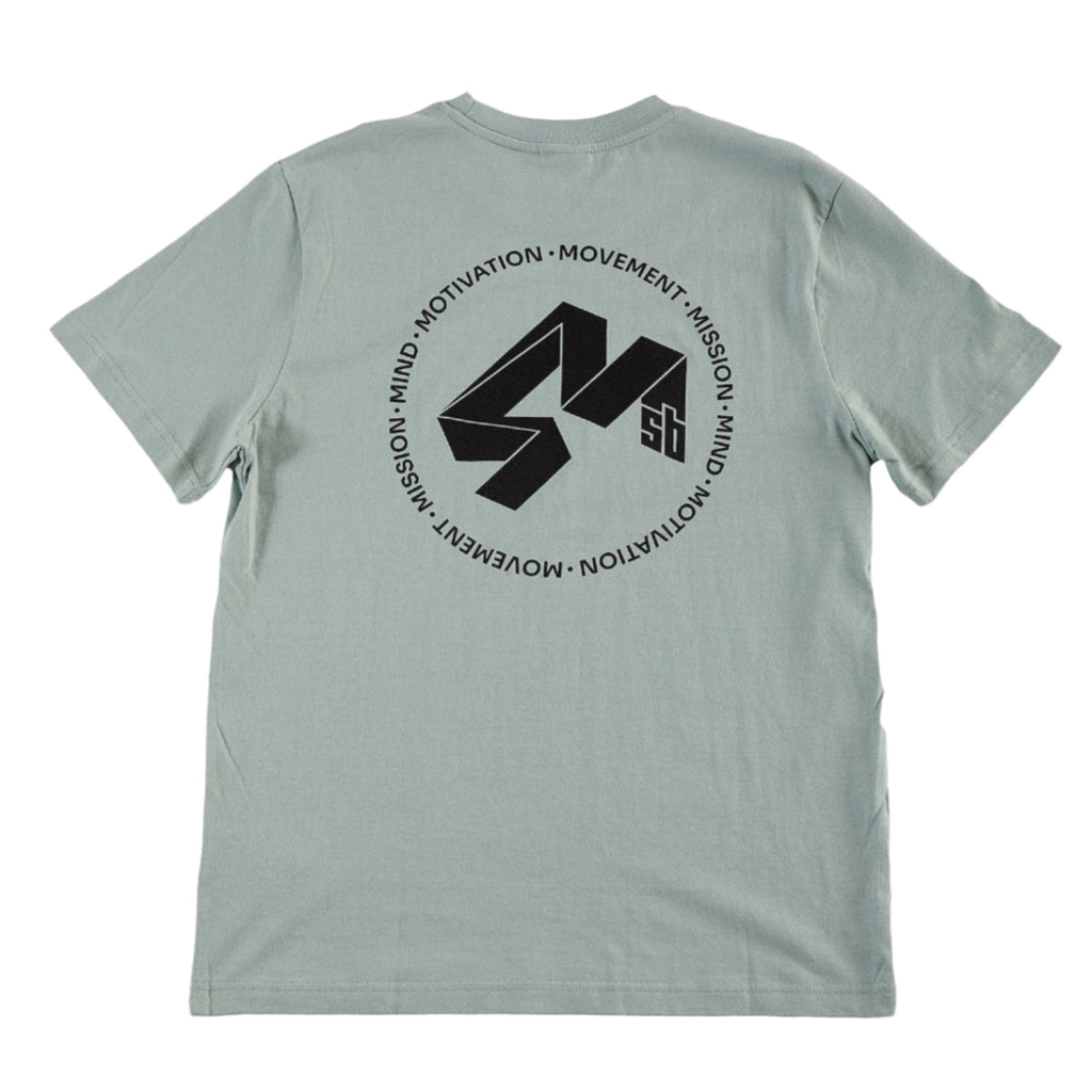 4Msb light green t-shirt with black Quatro logo and text on the back.