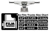 Truck-to-deck size compatibility chart for the Film Trucks.