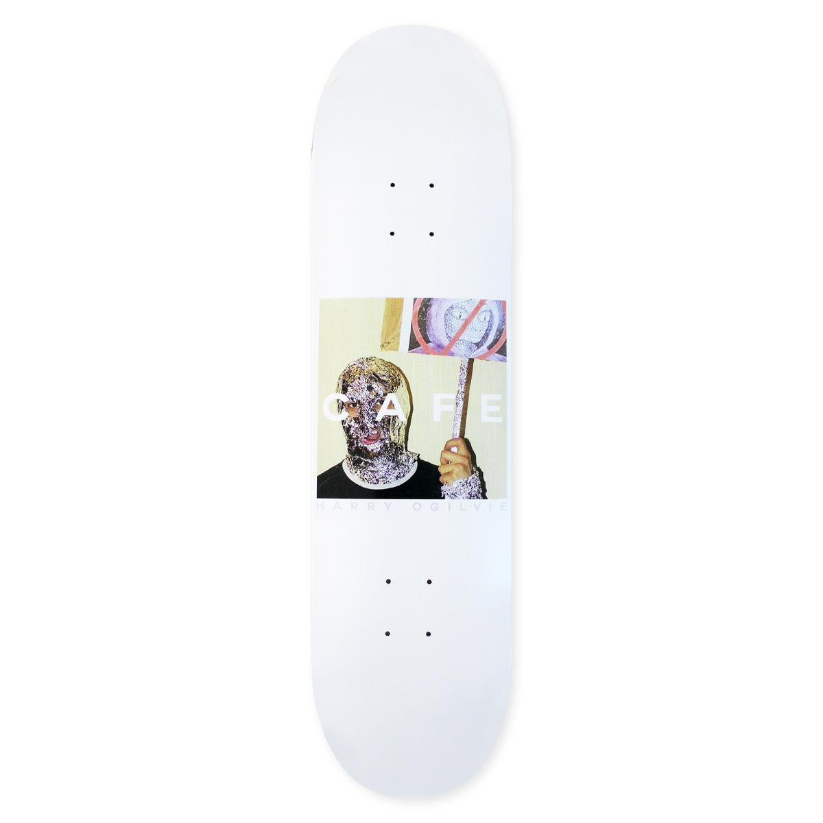 Cafe Skateboard Deck Urban Shapeshifting Reptilian Harry Ogilvie - White 8.25"