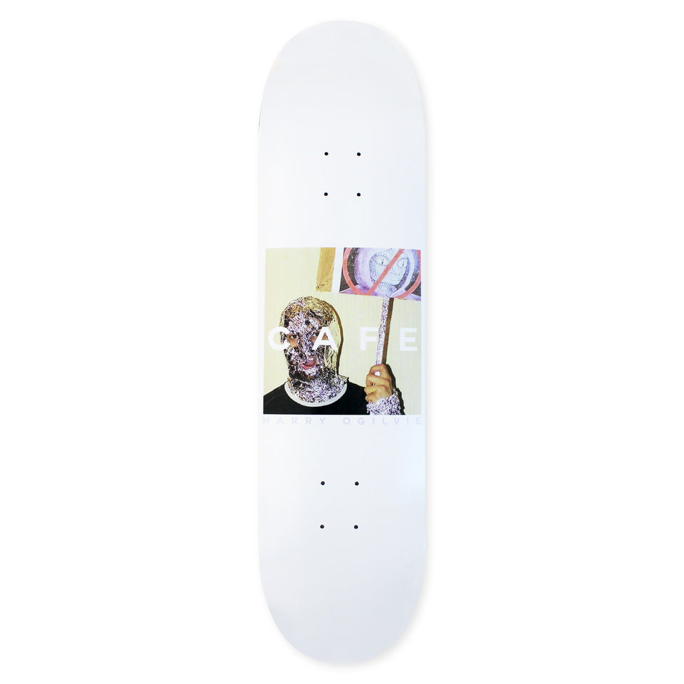 Cafe Skateboard Deck Urban Shapeshifting Reptilian Harry Ogilvie - White 8.25"