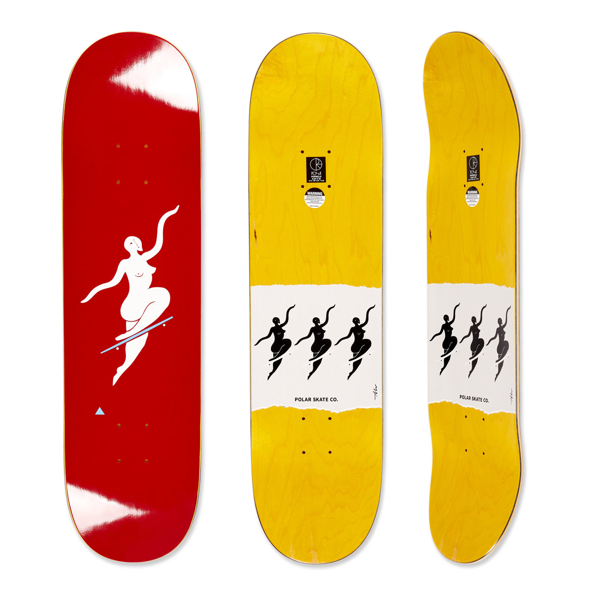 Polar Skateboard Deck Team Model No Complies - Red 8.25"