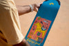 Pro Skater Rodrigo Leal with signature skateboard deck 4Msb Sverige Rodrigo Leal. Blue deck with yellow dala horse.