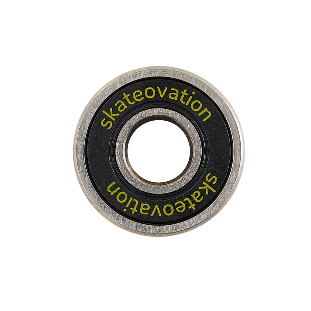 skateovation skateboard bearing SO abec 5, yellow text on black.