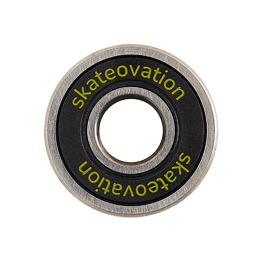 Skateovation bearing SO ABEC5, silver with yellow text on black.