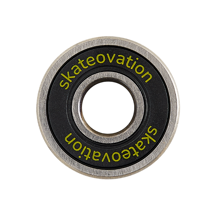 Skateovation bearing SO ABEC5, silver with yellow text on black.