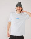 Skater wearing a light blue t-shirt with '4Msb' logo and a grey SO cuffed beanie.