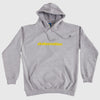 Skateovation hoodie core in heather grey with skateovation texted in yellow on the chest.
