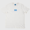 Skateovation T-shirt SO Honeycomb Off white seen from the front, with the SO logo in blue on the chest. 