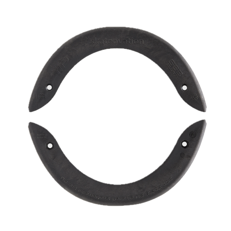 TIPtech replacement kit for skateboard  decks. Photo showing two black tips.