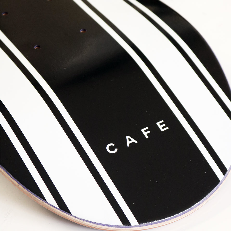 Cafe Skateboard Deck Stripe - Black/White 8.125"