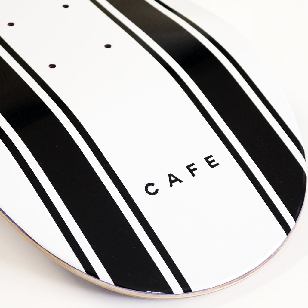 Cafe Skateboard Deck Stripe - White/Black 8.25"