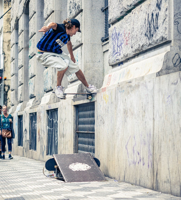 4Msb team rider kilian zehnder skateboard trick  fs noseslide on his pro model board 4Msb graffiti kilian zehnder
