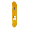 Side view of the Polar Skateboard Deck for pro rider Shin Sanbongi, Shin City. The bottom deck graphic shows a white deck with an artistic drawing of a city in blue and the top is a dyed yellow wood.