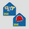 two blue envelopes containing skater products from the skateovation shop for 25 euros each