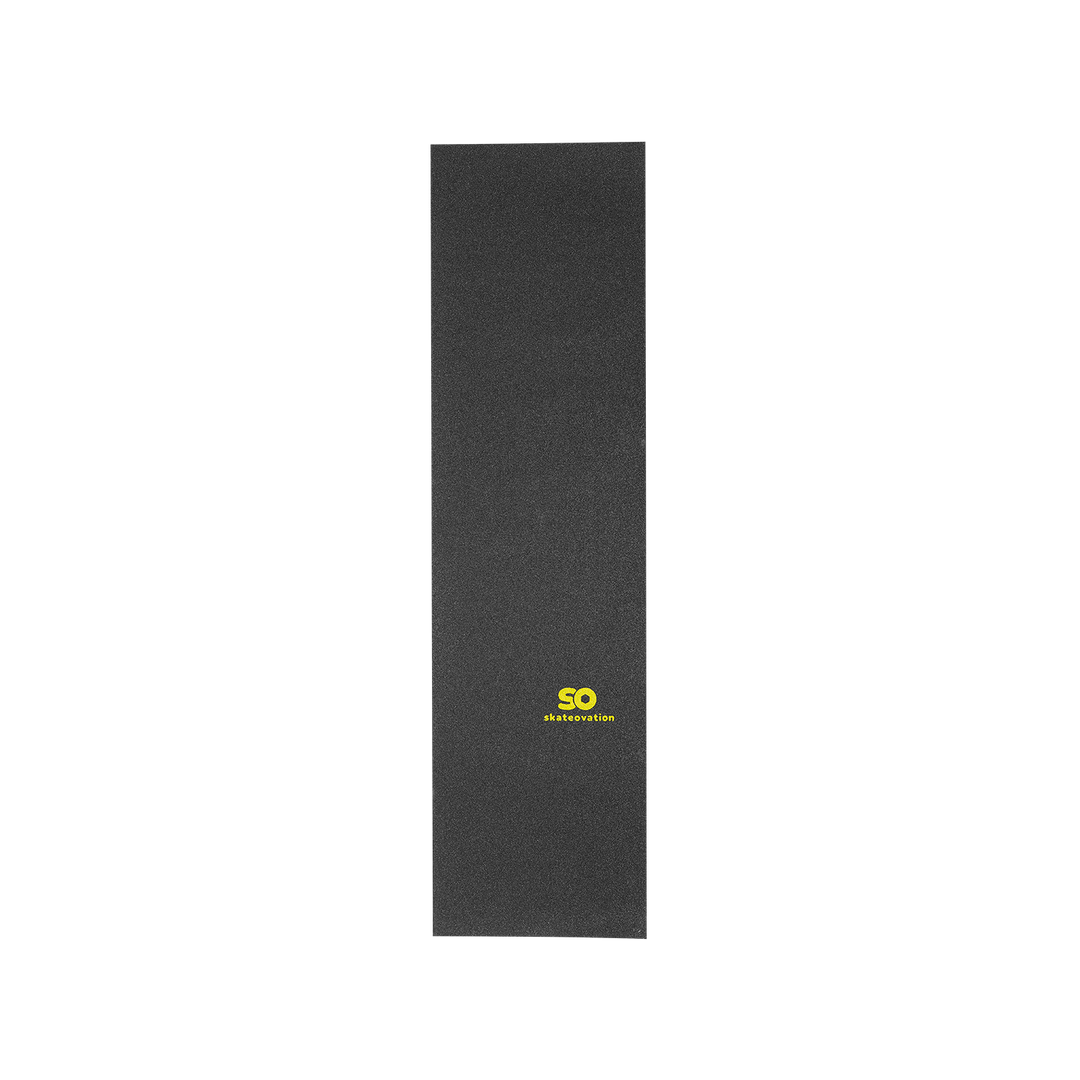 Skateovation griptape SO for skateboard decks black with yellow text