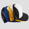 Skateovation trucker caps SO in four colours (from left): black, blue/white, yellow/white and black/white.